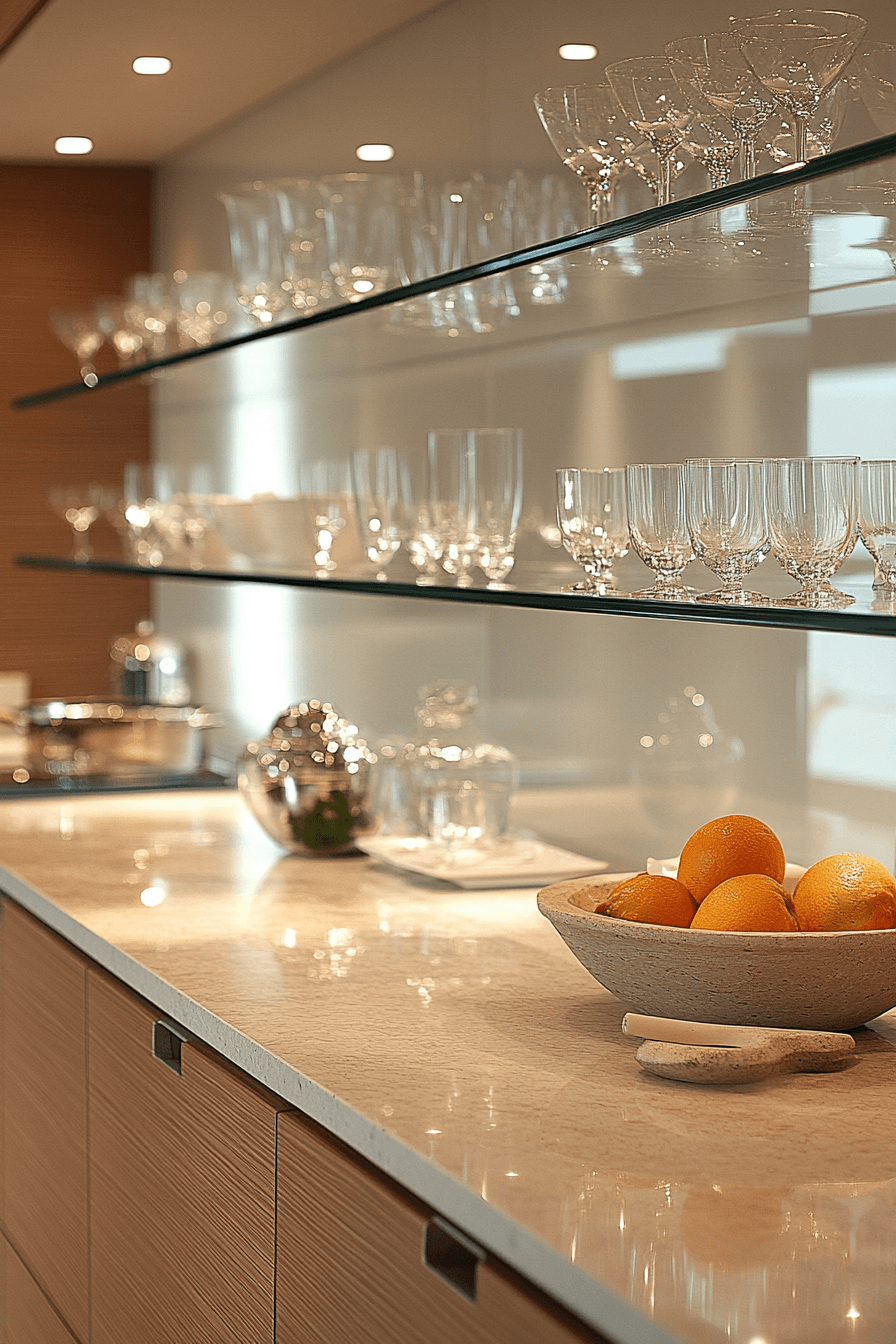 Refined Fusion: Glass and Stone Kitchen