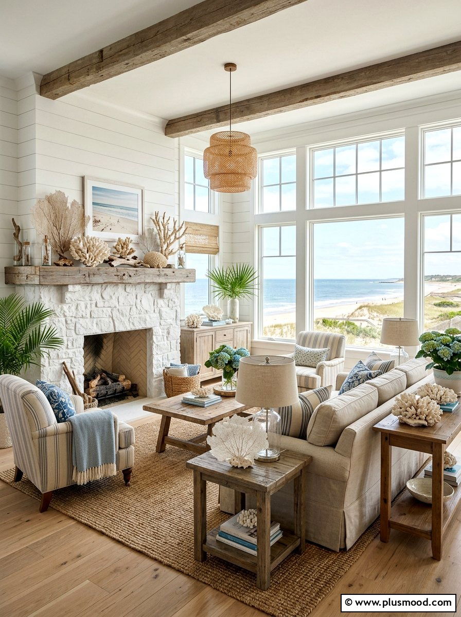 Coastal Charm with Coral Accents