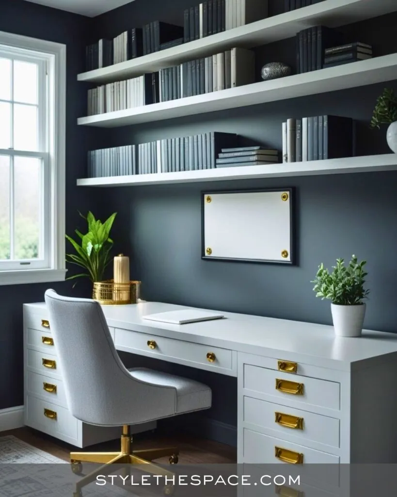 Elegant Monochrome Workspace with Luxe Gold Highlights