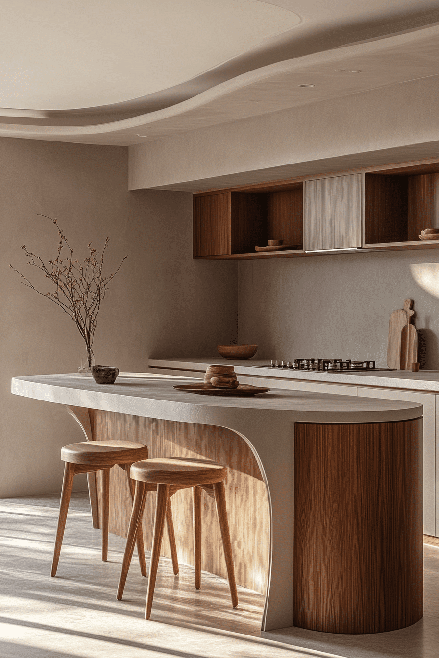 Sleek Rounded Cabinetry in Modern Kitchens