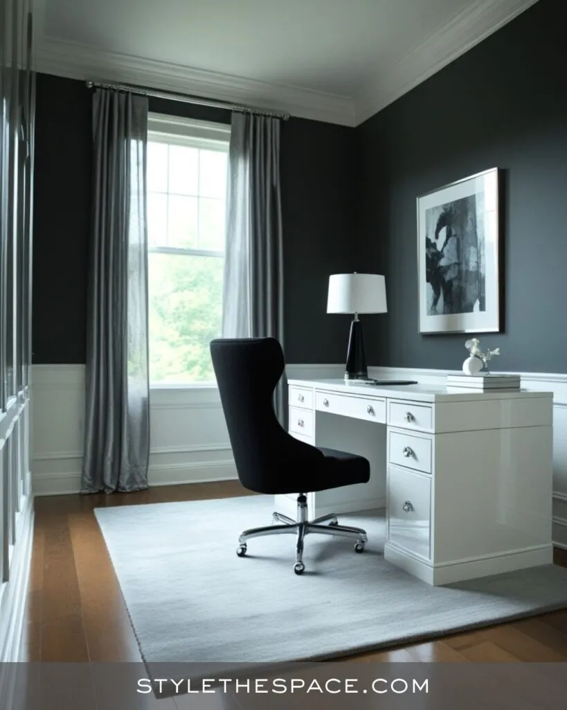 Sleek Monochrome Home Office with Enduring Style