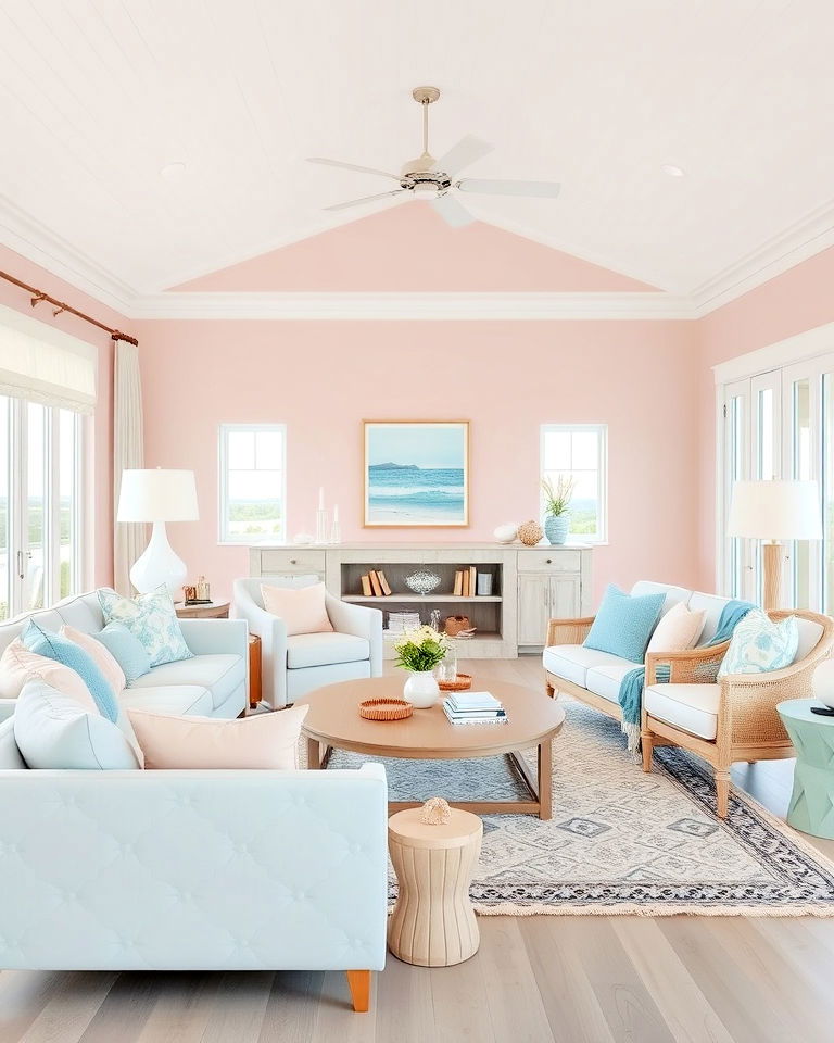 Serene Coastal Haven in Gentle Pastels