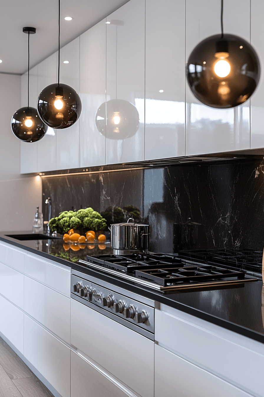 Sleek Radiance: The Glossy Minimalist Kitchen